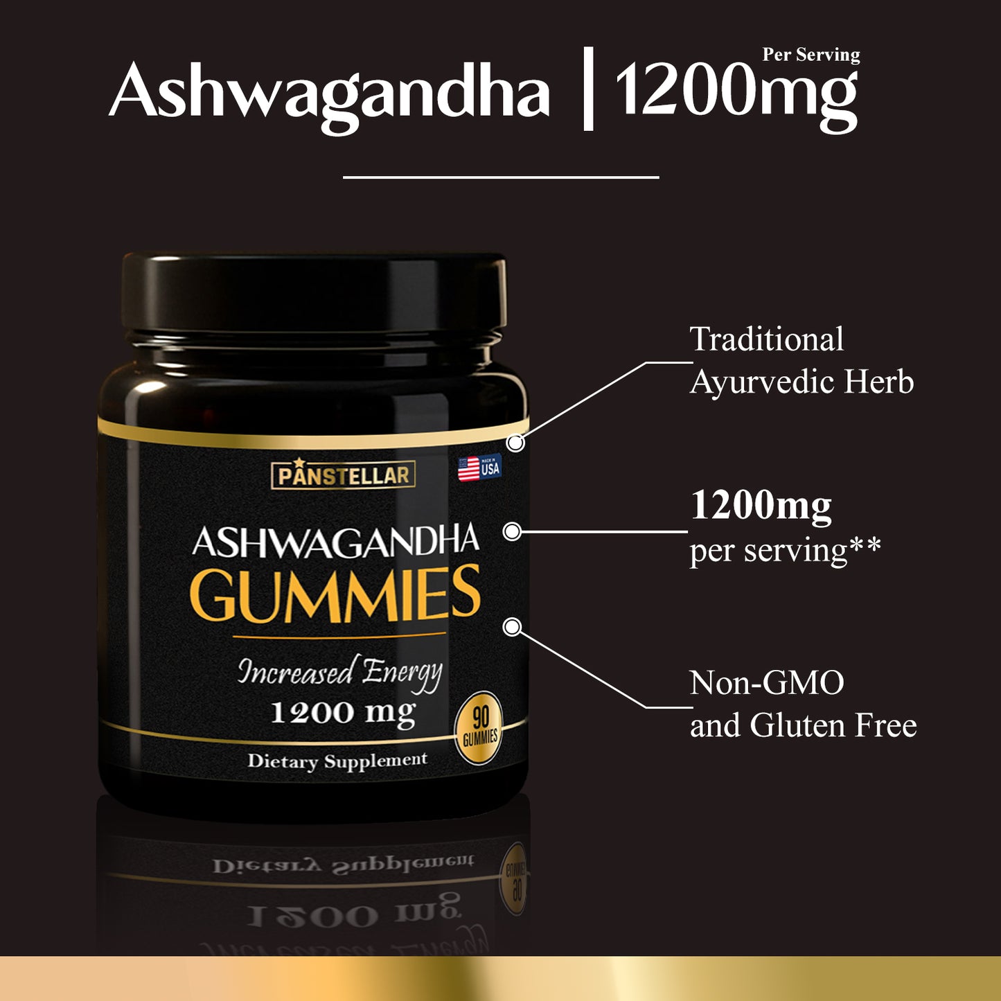 Ashwagandha Gummies 1200mg - 3 Months Supply - Panstellar Shop