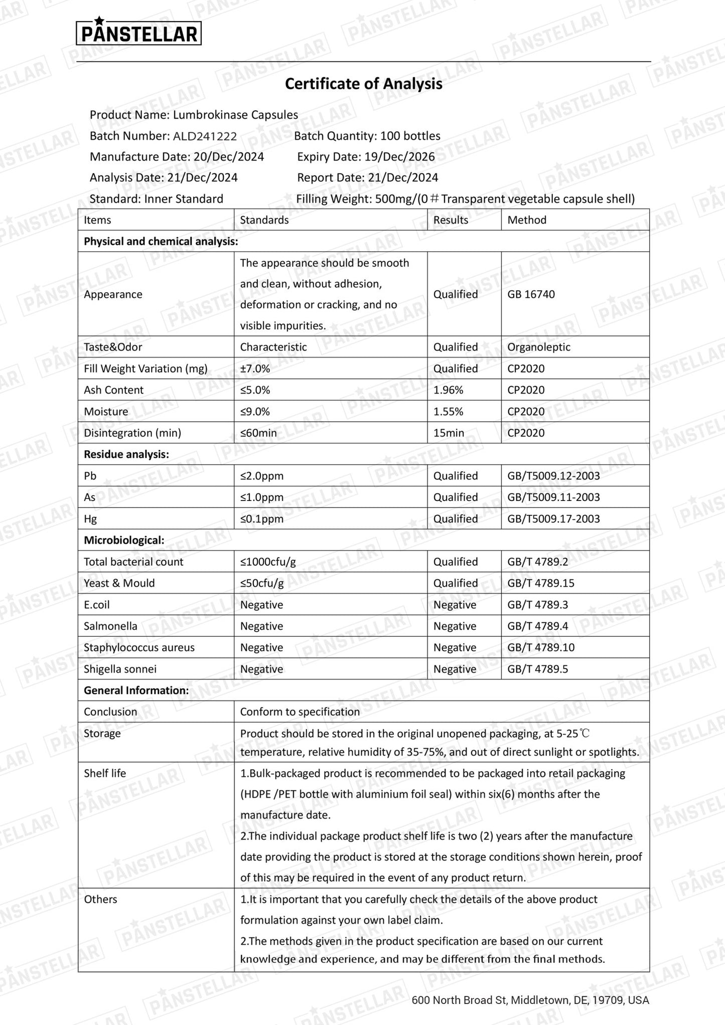 10 - in - 1 Blend Lumbrokinase + Nattokinase 180 Capsules - Panstellar Shop