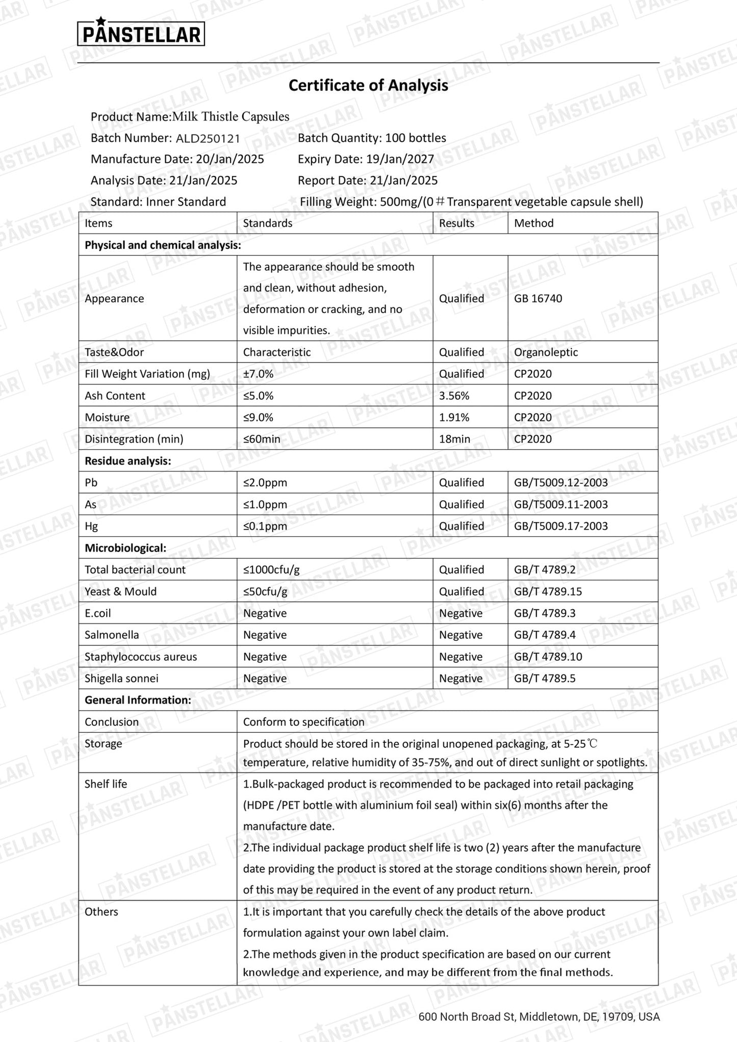 Milk Thistle 750mg supplement - 120 Capsules - Panstellar Shop