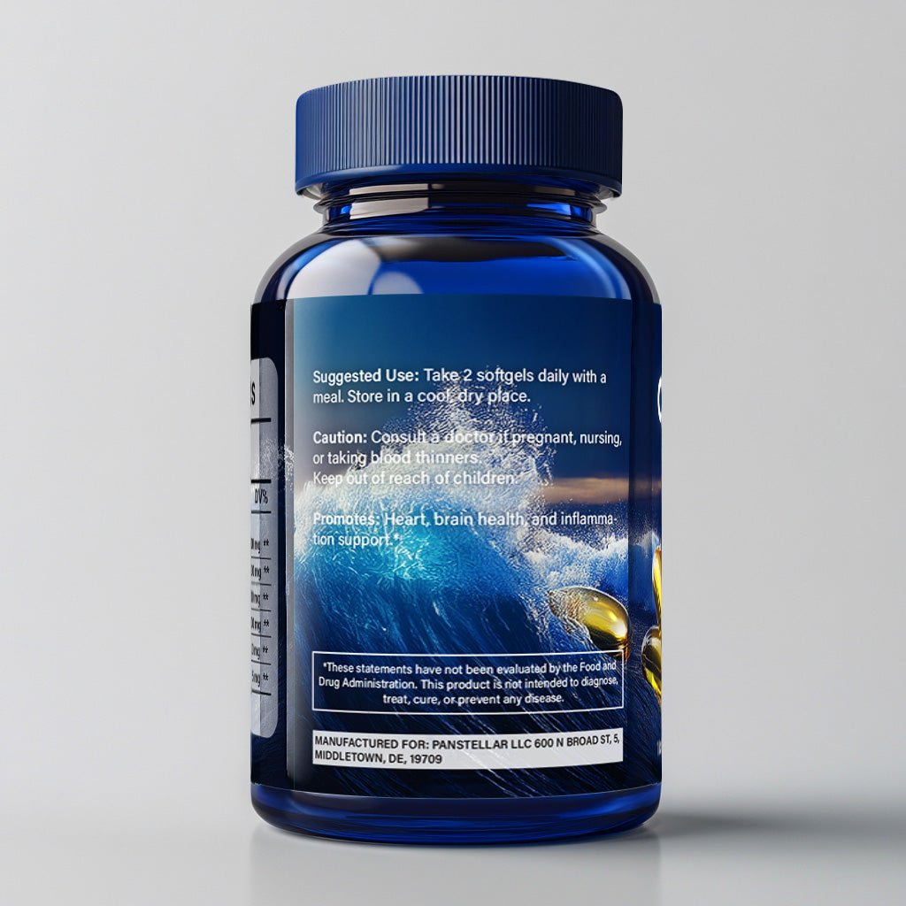 Omega - 3 Fish Oil, 3000mg, Premium Wild Caught & Burpless Fish Oil, 180 softgels - Panstellar Shop