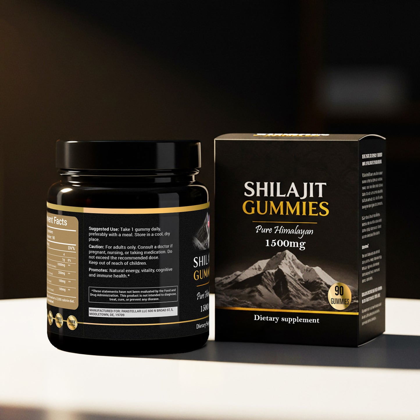 Pure Himalayan Shilajit Gummies - 1500mg per serving - for Men & Women - 90 gummies - Panstellar Shop