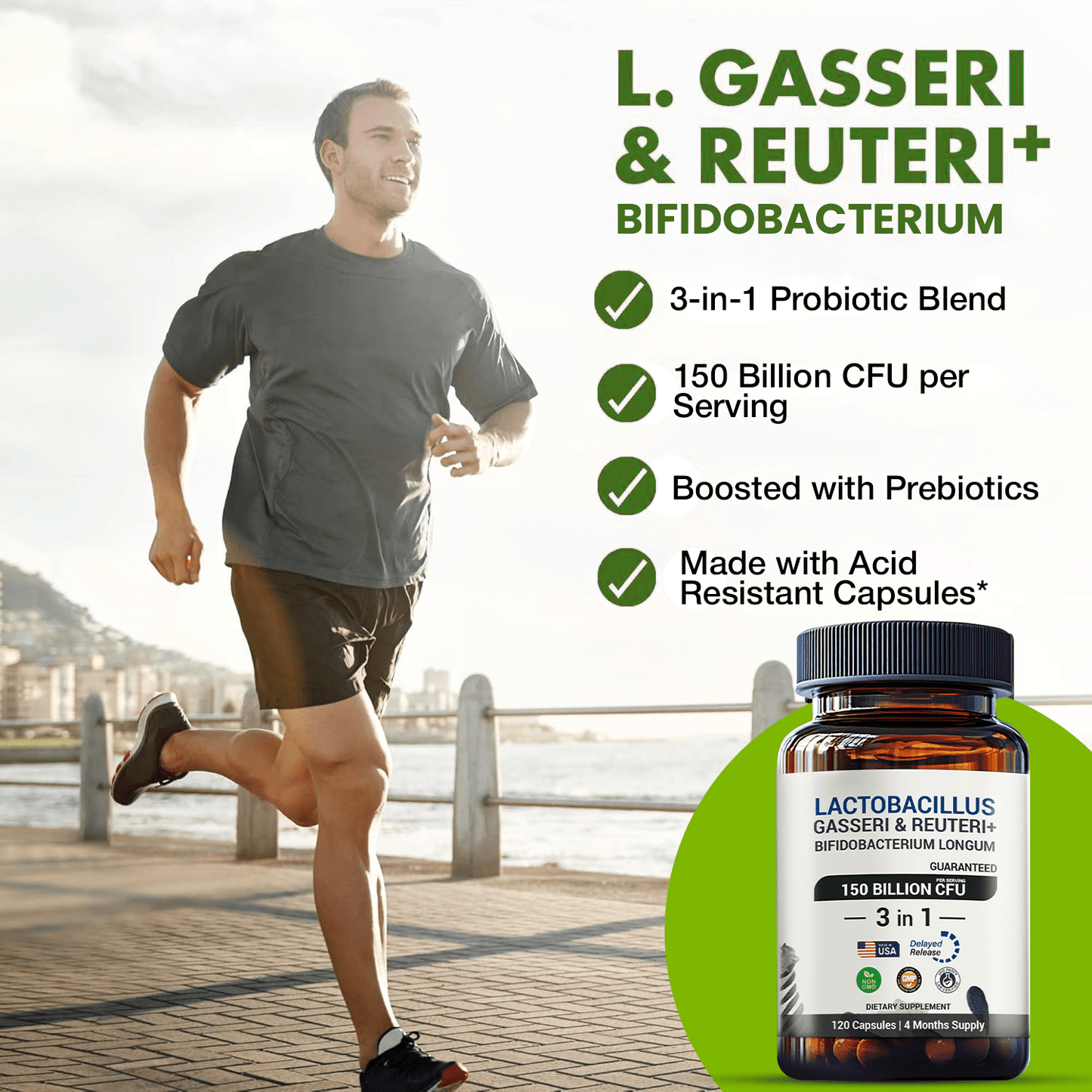 Lactobacillus Reuteri & Gasseri Probiotic - Bifidobacterium Longum - 150B CFU - 120 DR Capsules - Panstellar Shop