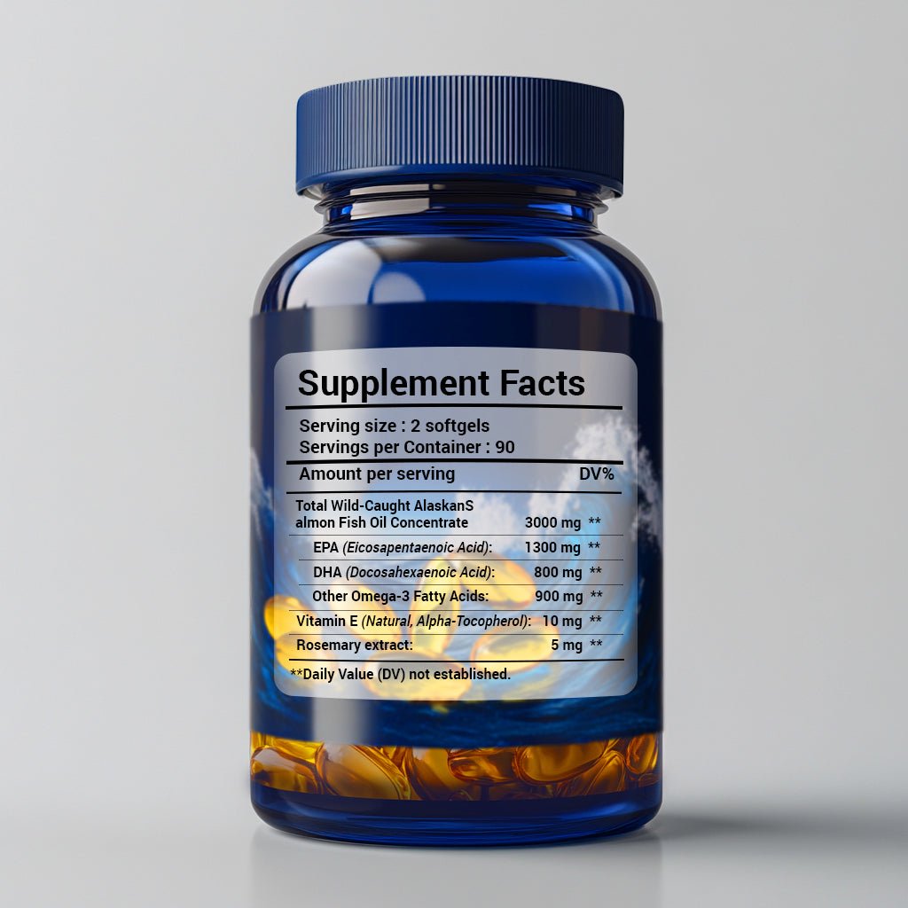 Omega - 3 Fish Oil, 3000mg, Premium Wild Caught & Burpless Fish Oil, 180 softgels - Panstellar Shop