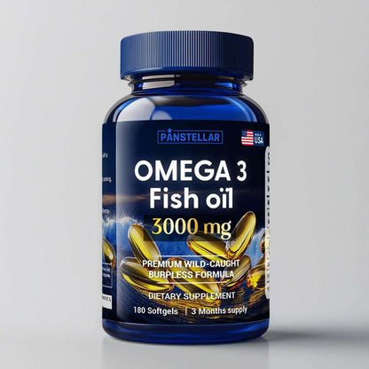 Omega 3 Fish Oil 3000mg EPA+DHA - 180 Softgels (3 Month Supply) - Burpless, Wild Caught - Heart & Brain Support - Panstellar Shop